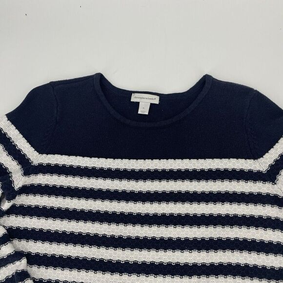 Christopher & Banks Sweaters Women's XL Navy White Striped Long Sleeve Pullover - Picture 2 of 11